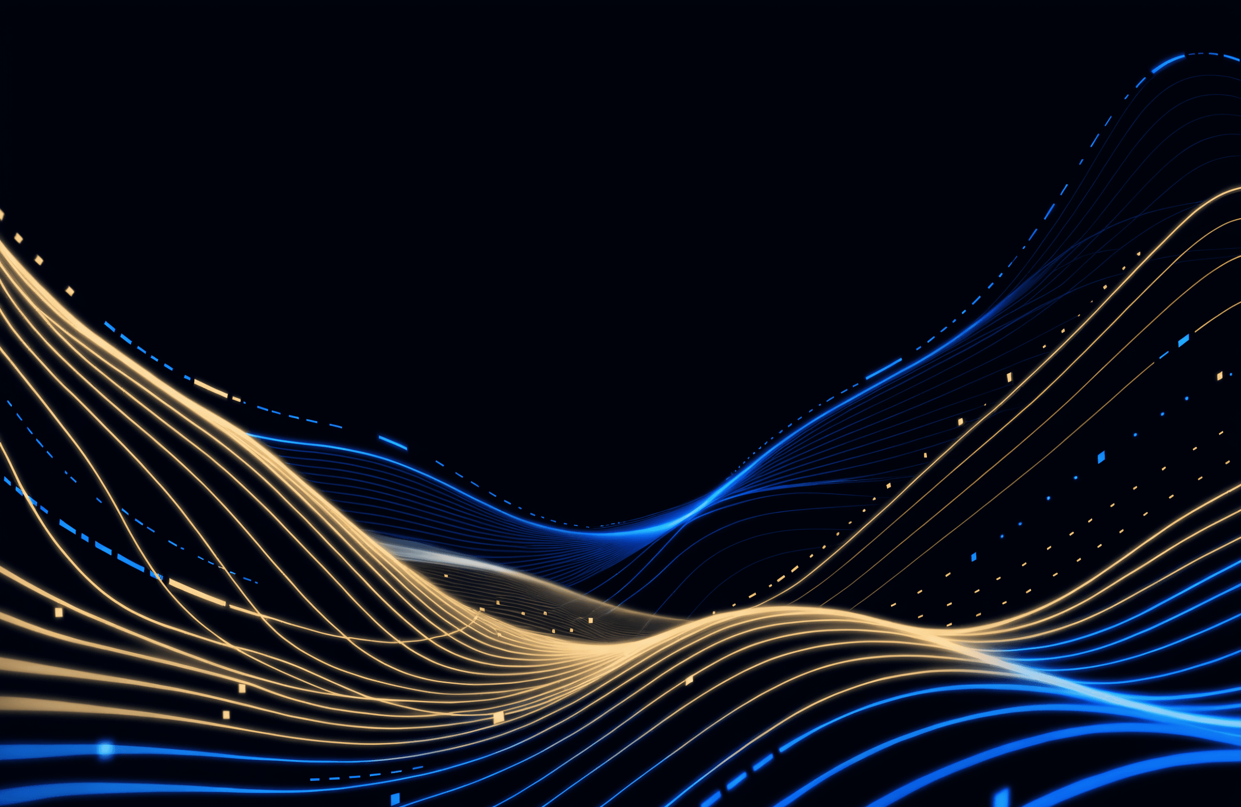 Abstract AI-generated systems visual in gold and blue